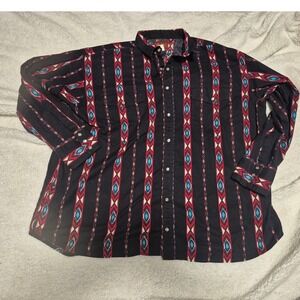 Rustler by Wrangler Mens XXL Aztec Western Snap Shirt Black Red Southwestern